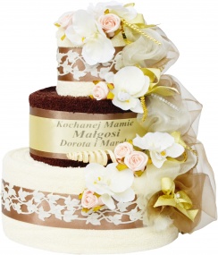 Luksusowe podziękowania dla rodziców - tort 4 ręczniki łazienkowe