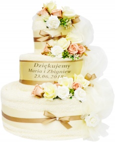 Ogromne podziękowania ślubne LUX dla rodziców - tort z ręczników