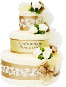 Podziękowania ślubne dla mamy i taty - gigantyczny tort z ręczników