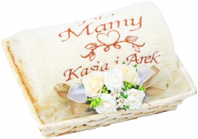 Podziękowania na ślub dla Rodziców - ręcznik z haftem