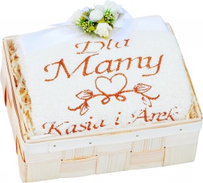 Piękne podziękowania dla Mamy i Taty - piękny ręcznik z haftem