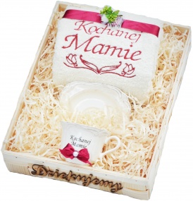 Pezent dla Mamy, Taty - ręcznik z haftem i porcelanowa filiżanka