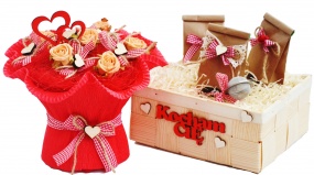 Zestaw: Herbata + bukiet z ręczników dla ukochanej osoby na Walentynki