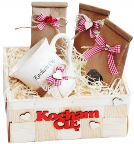 Prezent Walentynkowy - zestaw herbat z porcelanowym kubkiem