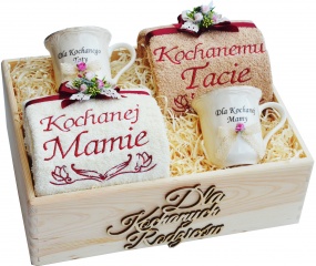 Wyjątkowe podziękowania dla rodziców - ręczniki z kubkiem